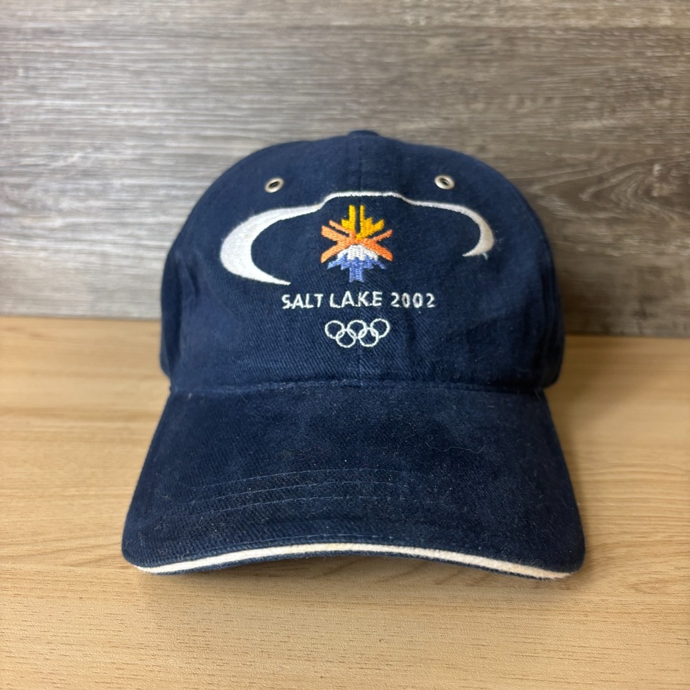 Vintage USA Olympics Hat Cap Strap Back Blue Winter Games Salt Lake 2002